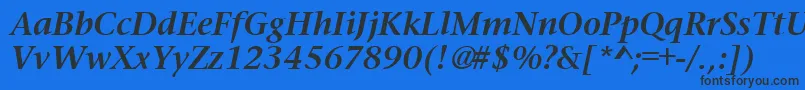 PrudentialBoldItalic-Schriftart – Schwarze Schriften auf blauem Hintergrund