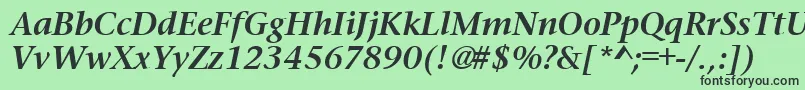 PrudentialBoldItalic-fontti – mustat fontit vihreällä taustalla