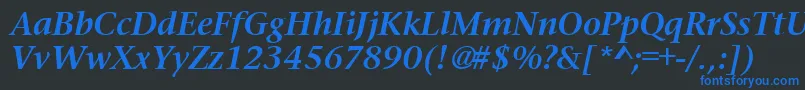 フォントPrudentialBoldItalic – 黒い背景に青い文字