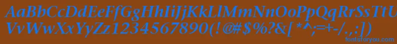 フォントPrudentialBoldItalic – 茶色の背景に青い文字