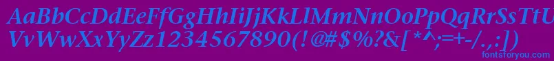 PrudentialBoldItalic-fontti – siniset fontit violetilla taustalla