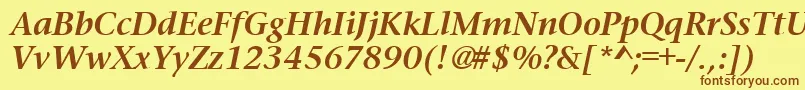 Police PrudentialBoldItalic – polices brunes sur fond jaune