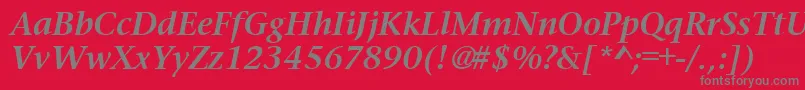 フォントPrudentialBoldItalic – 赤い背景に灰色の文字