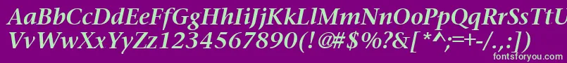 PrudentialBoldItalic Font – Green Fonts on Purple Background
