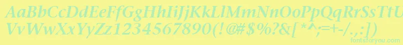 PrudentialBoldItalic Font – Green Fonts on Yellow Background