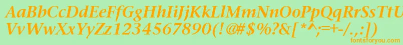 PrudentialBoldItalic Font – Orange Fonts on Green Background