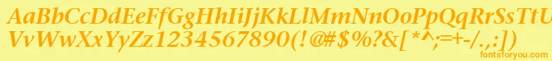 PrudentialBoldItalic Font – Orange Fonts on Yellow Background