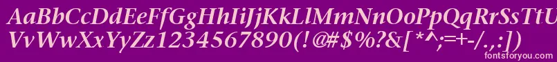 PrudentialBoldItalic Font – Pink Fonts on Purple Background