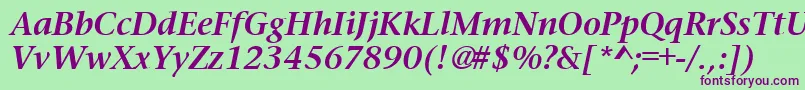 PrudentialBoldItalic Font – Purple Fonts on Green Background