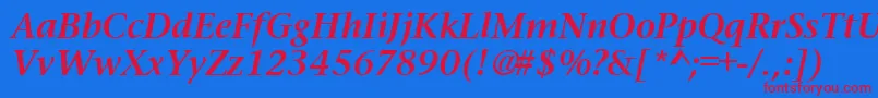 フォントPrudentialBoldItalic – 赤い文字の青い背景