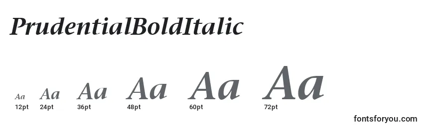 Размеры шрифта PrudentialBoldItalic