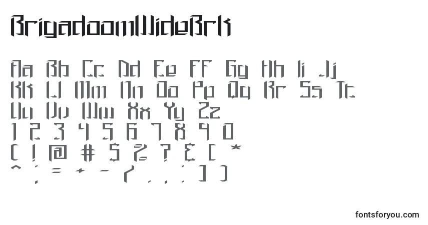 Czcionka BrigadoomWideBrk – alfabet, cyfry, specjalne znaki