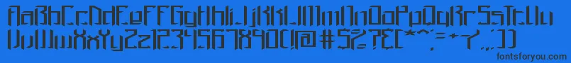 BrigadoomWideBrk-Schriftart – Schwarze Schriften auf blauem Hintergrund