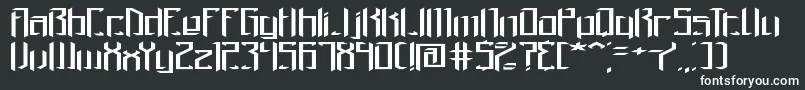 BrigadoomWideBrk-fontti – valkoiset fontit mustalla taustalla