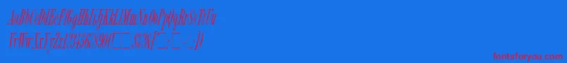 BordeauxItalicLetPlain.1.0-fontti – punaiset fontit sinisellä taustalla