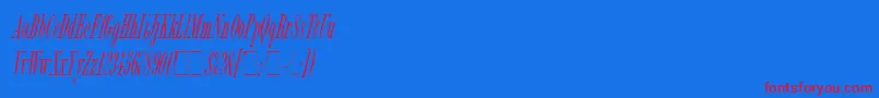 BordeauxItalicLetPlain.1.0-Schriftart – Rote Schriften auf blauem Hintergrund