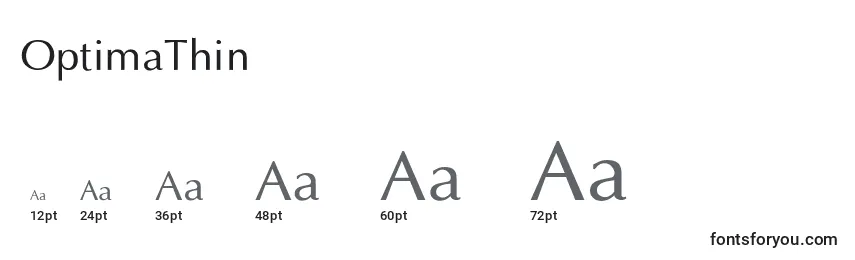OptimaThin Font Sizes