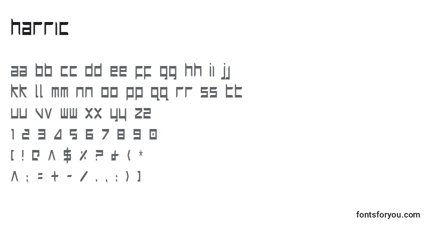 Schriftart Harric – Alphabet, Zahlen, spezielle Symbole