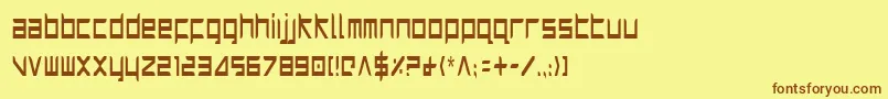 フォントHarric – 茶色の文字が黄色の背景にあります。