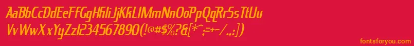 フォントKingRichardItalic – 赤い背景にオレンジの文字