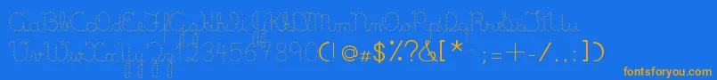 フォントLumenDots – オレンジ色の文字が青い背景にあります。