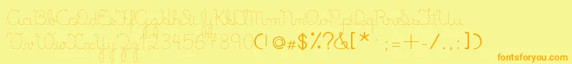 フォントLumenDots – オレンジの文字が黄色の背景にあります。