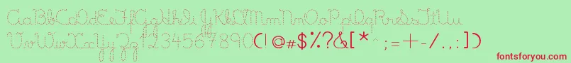 LumenDots-Schriftart – Rote Schriften auf grünem Hintergrund