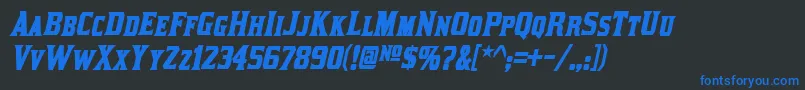 KirstyBoldItalic Font – Blue Fonts on Black Background