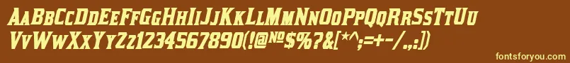 KirstyBoldItalic Font – Yellow Fonts on Brown Background