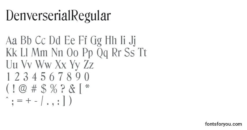 characters of denverserialregular font, letter of denverserialregular font, alphabet of  denverserialregular font