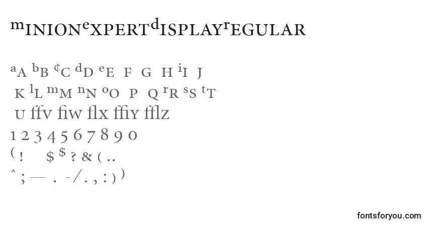 A fonte MinionExpertDisplayRegular – alfabeto, números, caracteres especiais