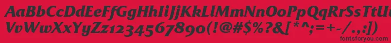 フォントFrizQuadrataOsTtBolditalic – 赤い背景に黒い文字