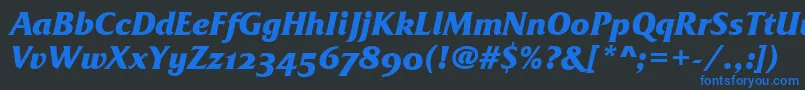 FrizQuadrataOsTtBolditalic Font – Blue Fonts on Black Background