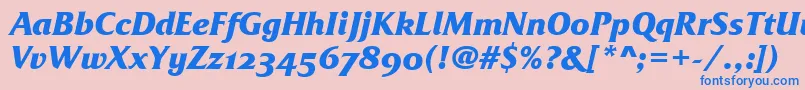 フォントFrizQuadrataOsTtBolditalic – ピンクの背景に青い文字