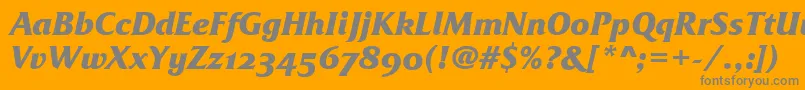 Шрифт FrizQuadrataOsTtBolditalic – серые шрифты на оранжевом фоне