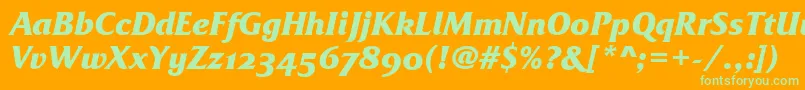 フォントFrizQuadrataOsTtBolditalic – オレンジの背景に緑のフォント