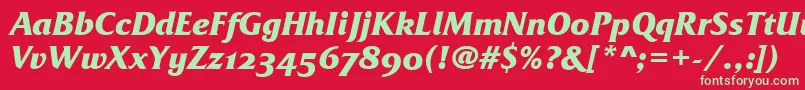 Шрифт FrizQuadrataOsTtBolditalic – зелёные шрифты на красном фоне