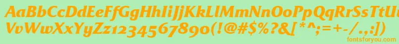 FrizQuadrataOsTtBolditalic-fontti – oranssit fontit vihreällä taustalla