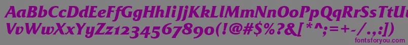 フォントFrizQuadrataOsTtBolditalic – 紫色のフォント、灰色の背景