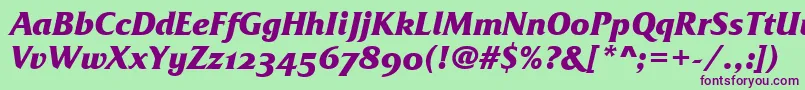 FrizQuadrataOsTtBolditalic Font – Purple Fonts on Green Background