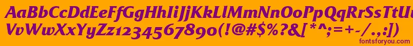 フォントFrizQuadrataOsTtBolditalic – オレンジの背景に紫のフォント