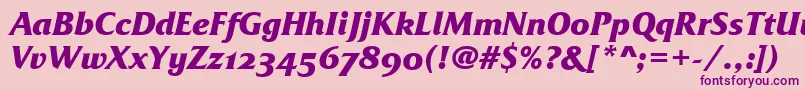 フォントFrizQuadrataOsTtBolditalic – ピンクの背景に紫のフォント