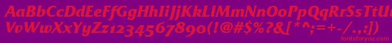 FrizQuadrataOsTtBolditalic Font – Red Fonts on Purple Background