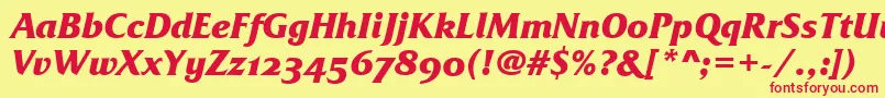 FrizQuadrataOsTtBolditalic Font – Red Fonts on Yellow Background