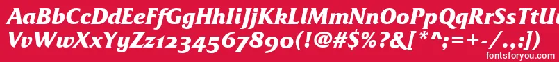 FrizQuadrataOsTtBolditalic Font – White Fonts on Red Background