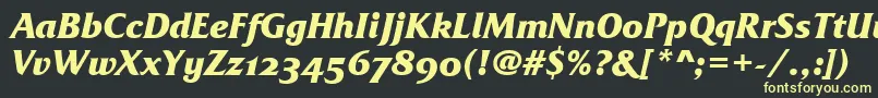 Шрифт FrizQuadrataOsTtBolditalic – жёлтые шрифты на чёрном фоне