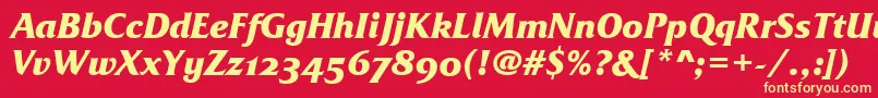 Шрифт FrizQuadrataOsTtBolditalic – жёлтые шрифты на красном фоне