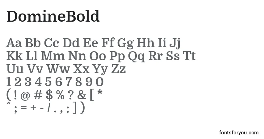 Czcionka DomineBold – alfabet, cyfry, specjalne znaki