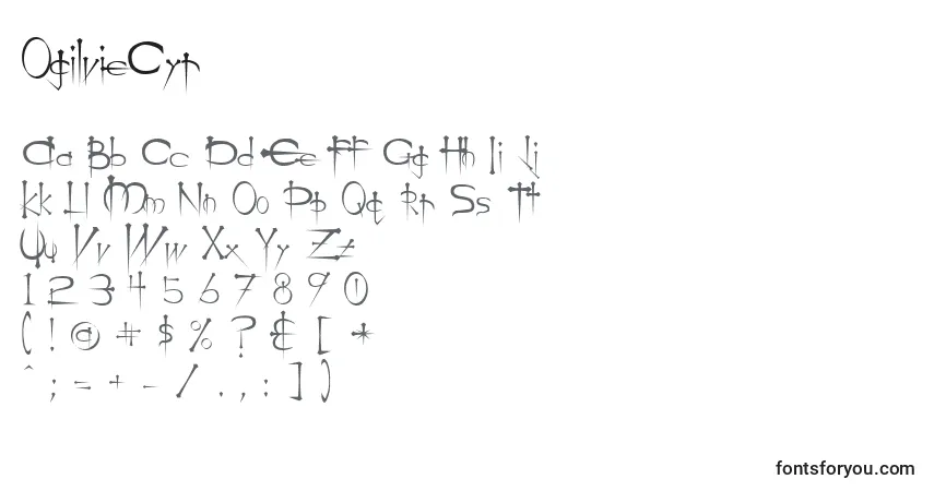 Schriftart OgilvieCyr – Alphabet, Zahlen, spezielle Symbole