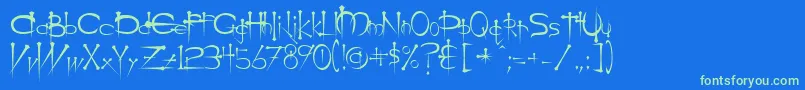 OgilvieCyr Font – Green Fonts on Blue Background
